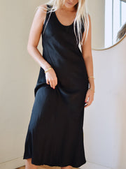 KEEN THE LABEL Colleen V-Neck Silk Midi Dress-The Shop Laguna Beach