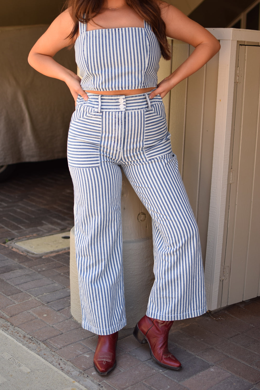 SELF CONTRAST Catalina Denim Crop Tank-The Shop Laguna Beach