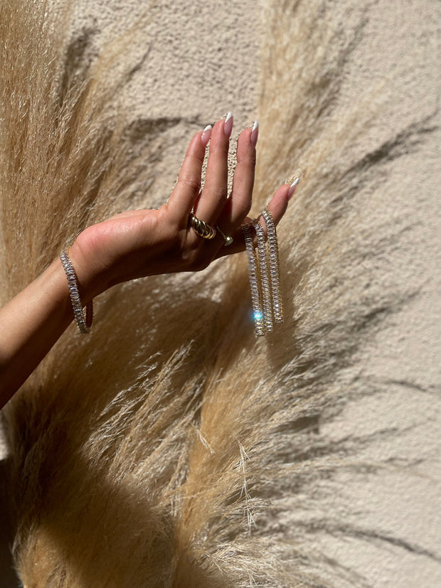 HOUSE OF AU.+ORA Shine Silver CZ Baguette Bracelet-The Shop Laguna Beach