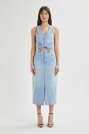 ROLLAS Chicago Denim Midi Skirt - Old Stone-The Shop Laguna Beach