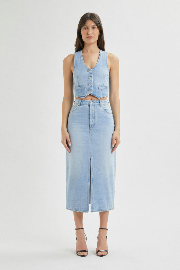 ROLLAS Chicago Denim Midi Skirt - Old Stone-The Shop Laguna Beach