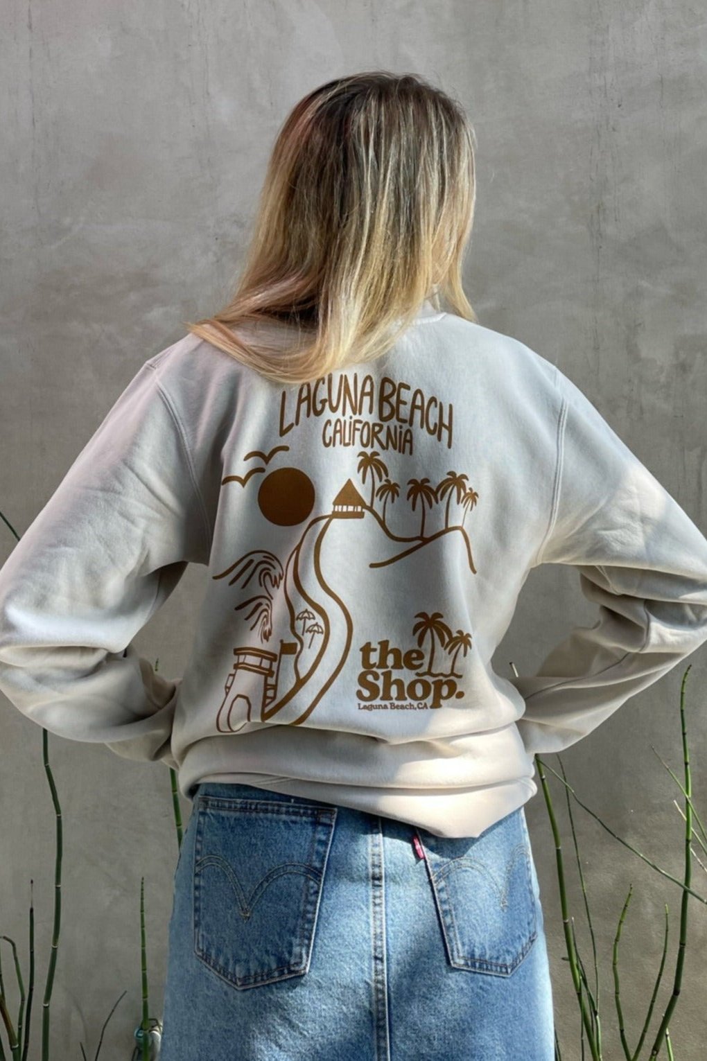 THE SHOP CLASSIC Twin Palms Laguna Pigment-Dyed Crew Pullover - More Colors Available-The Shop Laguna Beach