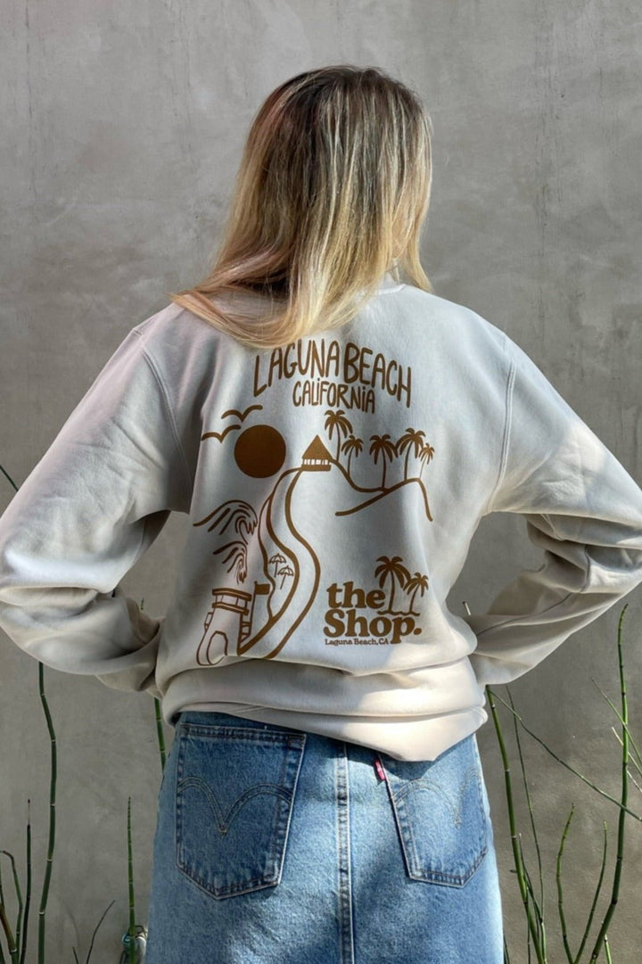 THE SHOP CLASSIC Twin Palms Laguna Pigment-Dyed Crew Pullover - More Colors Available-The Shop Laguna Beach