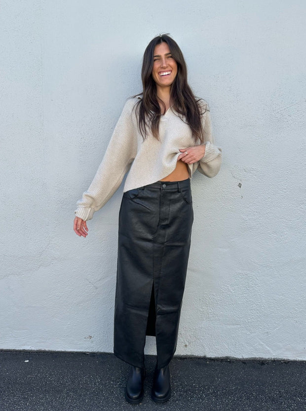KEEN THE LABEL Ryder Leather Maxi Skirt-The Shop Laguna Beach
