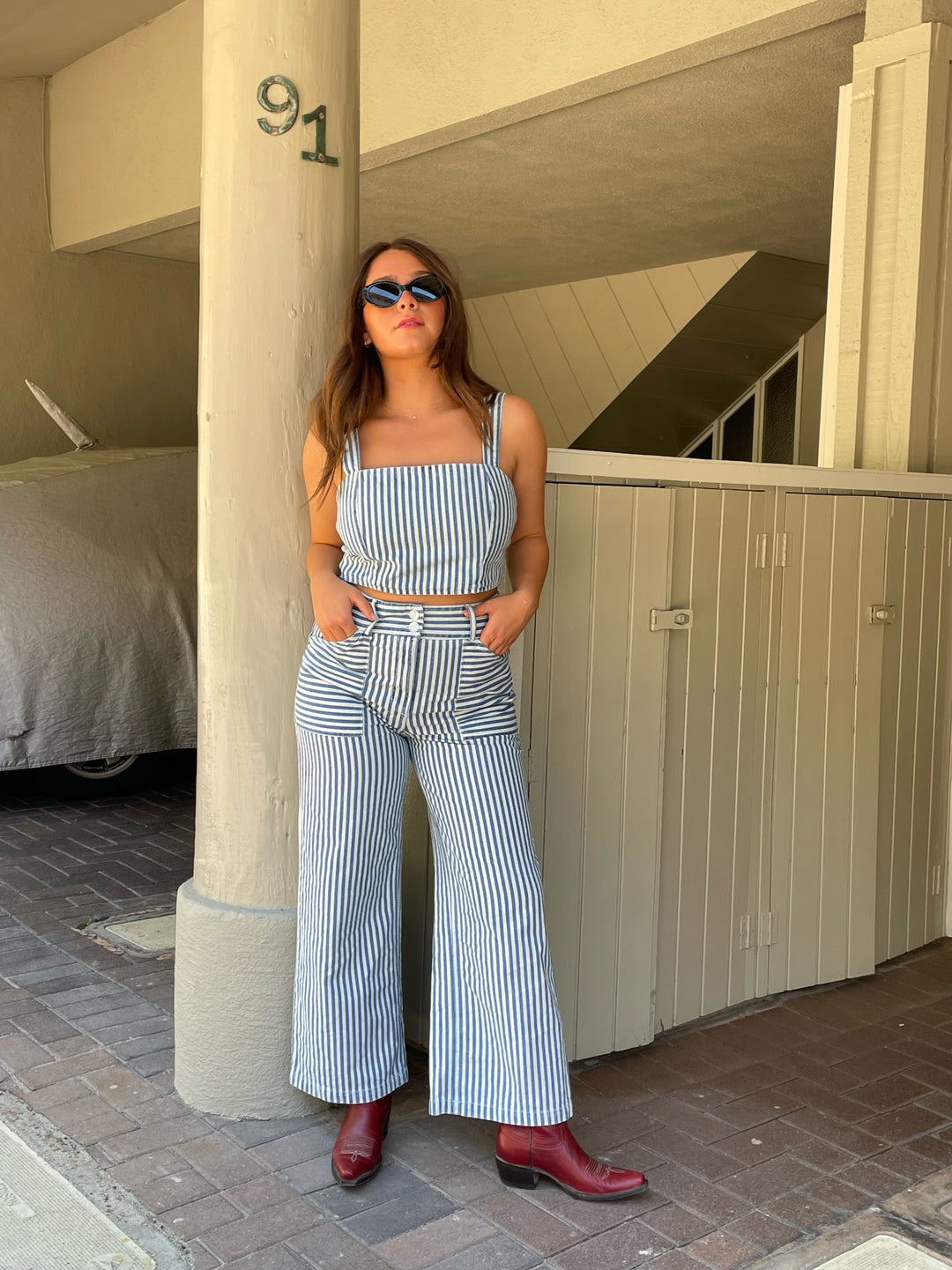 SELF CONTRAST Catalina Denim Crop Tank-The Shop Laguna Beach