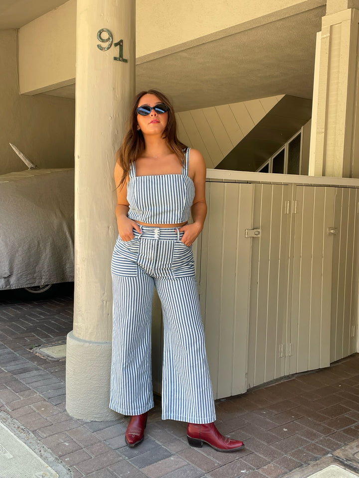 SELF CONTRAST Catalina Denim Crop Tank-The Shop Laguna Beach