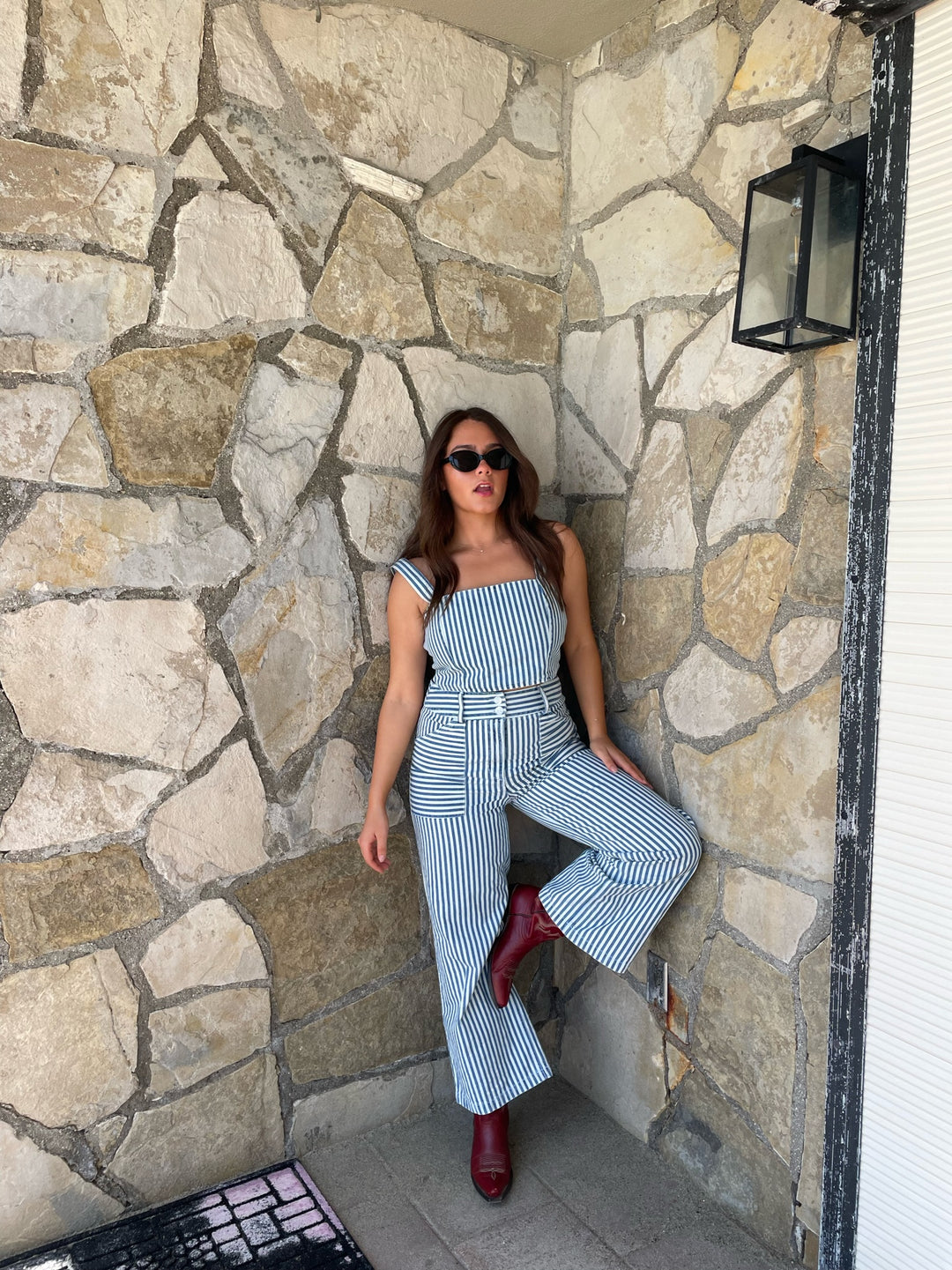 SELF CONTRAST Catalina Denim Crop Tank-The Shop Laguna Beach