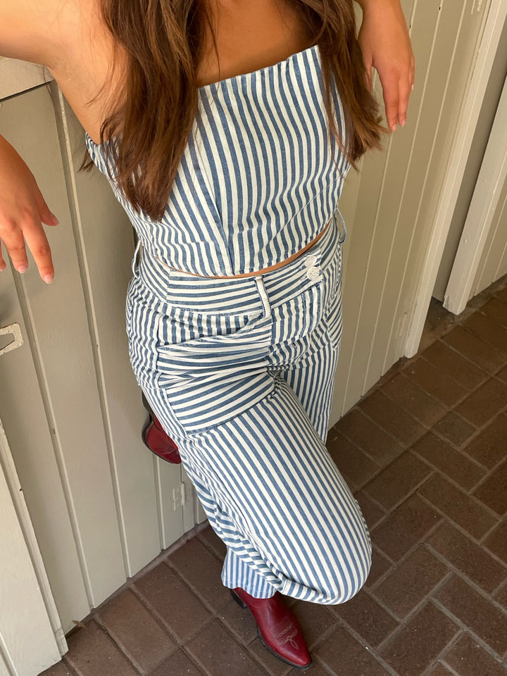 SELF CONTRAST Catalina Denim Crop Tank-The Shop Laguna Beach