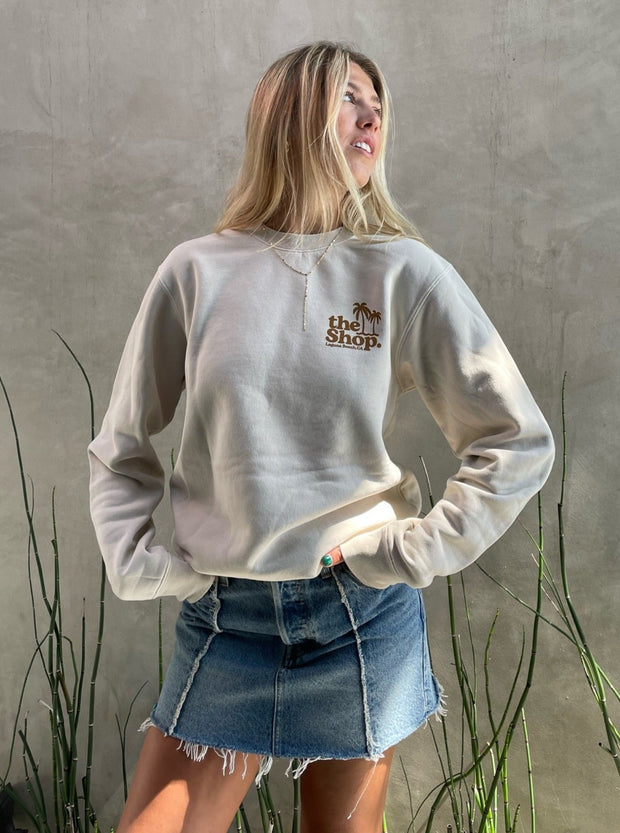 THE SHOP CLASSIC Twin Palms Laguna Pigment-Dyed Crew Pullover - More Colors Available-The Shop Laguna Beach
