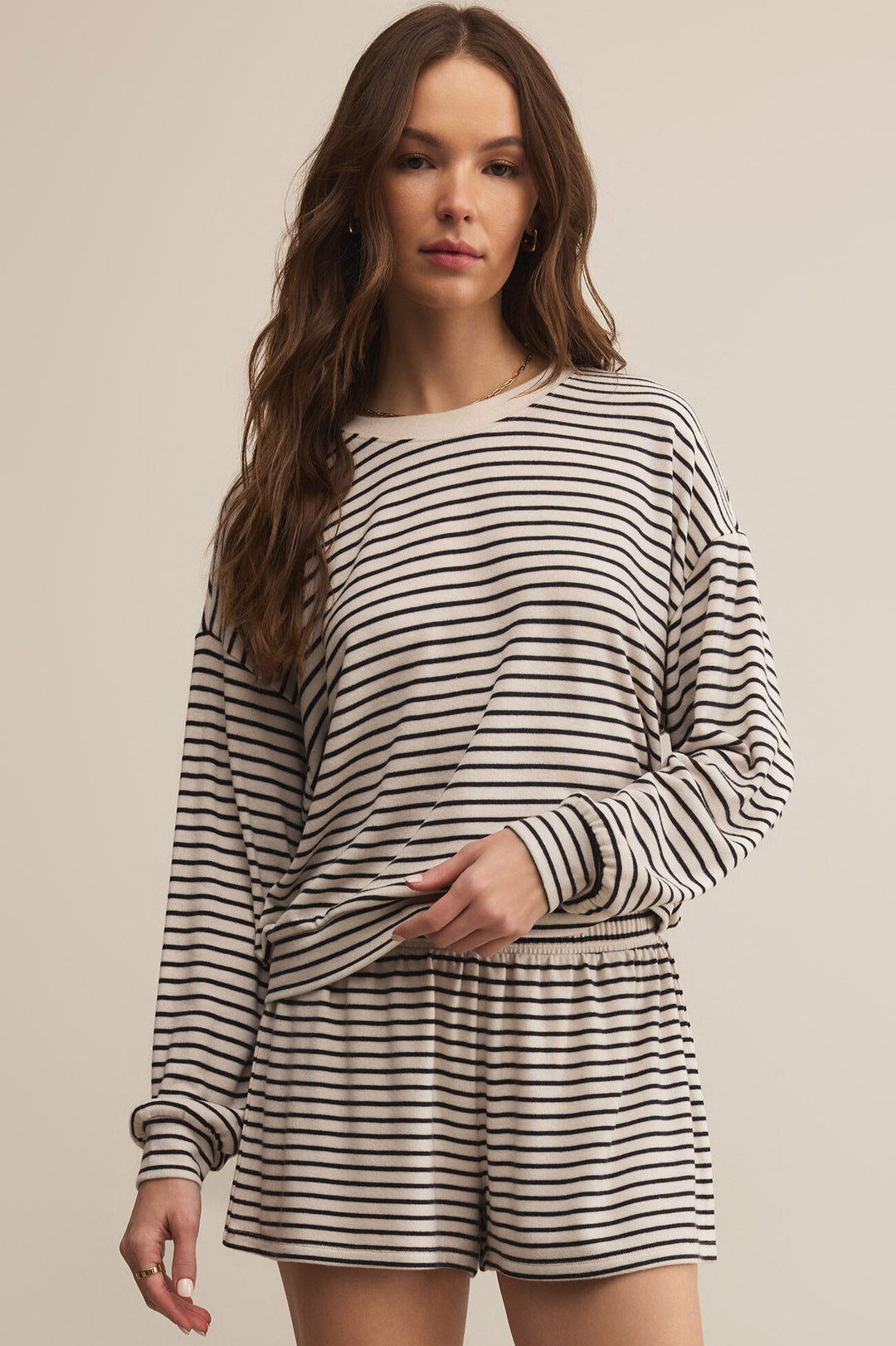 Z SUPPLY Luxe Stripe Long Sleeve Tee-The Shop Laguna Beach