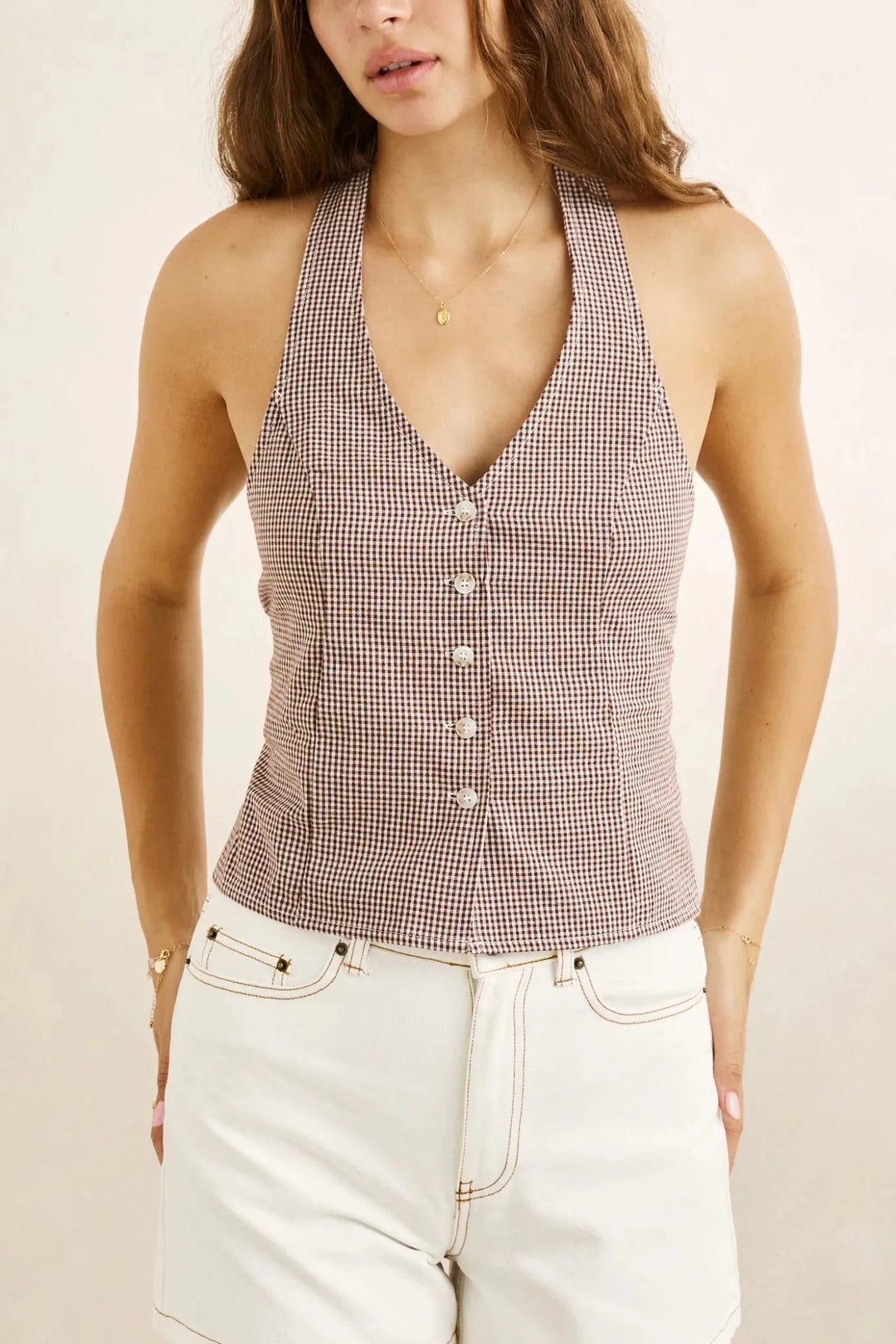RHYTHM London Check Halter Top