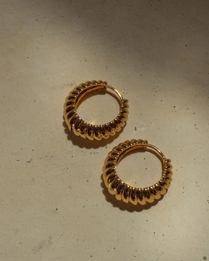 LUV AJ Ridged Marbella Hoops - Gold-The Shop Laguna Beach