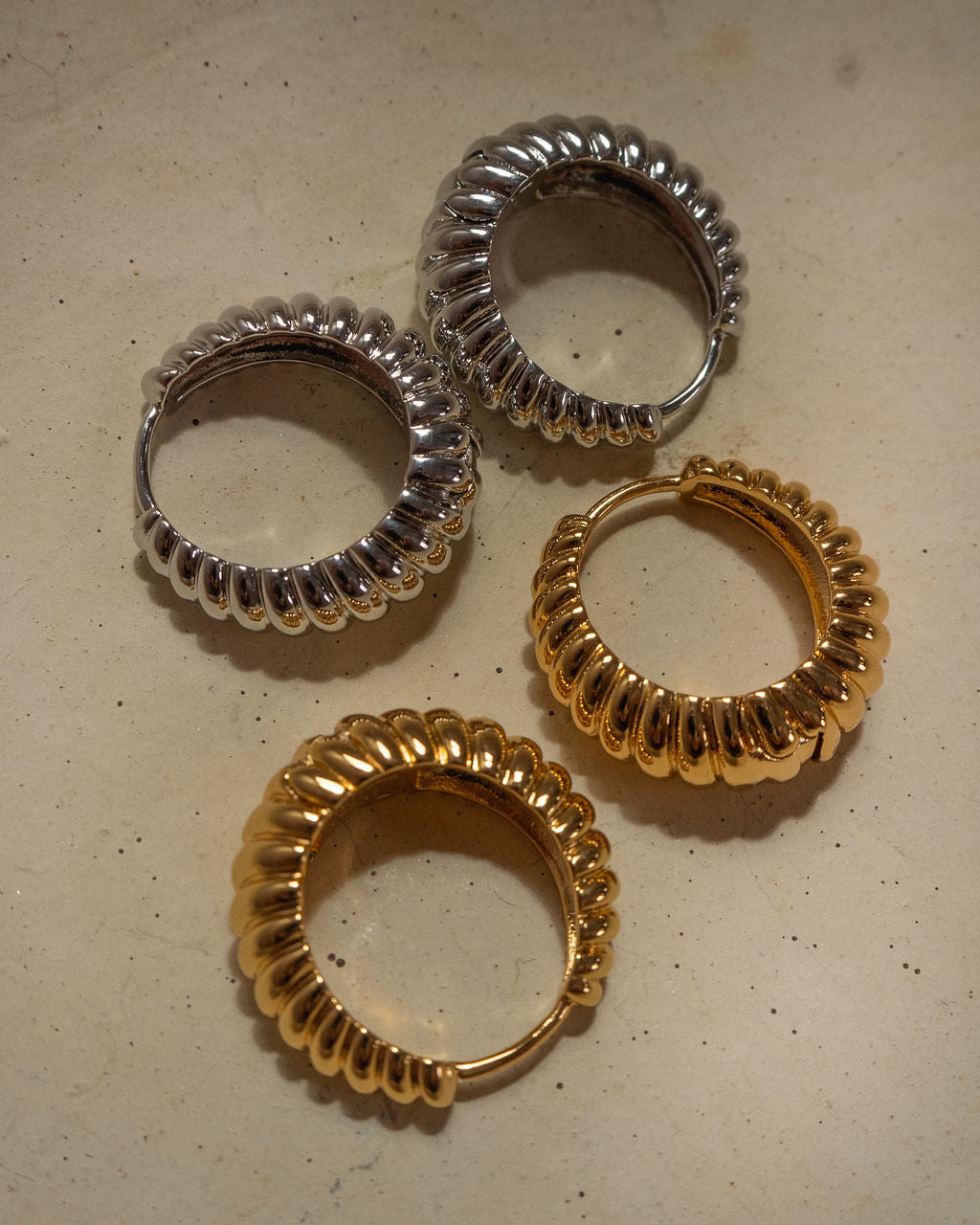 LUV AJ Ridged Marbella Hoops - Silver-The Shop Laguna Beach