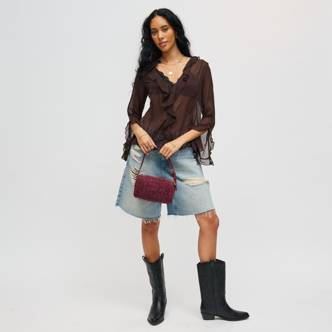 URBAN EXPRESSIONS Rose Woven Suede Shoulder Bag - More Colors Available-The Shop Laguna Beach