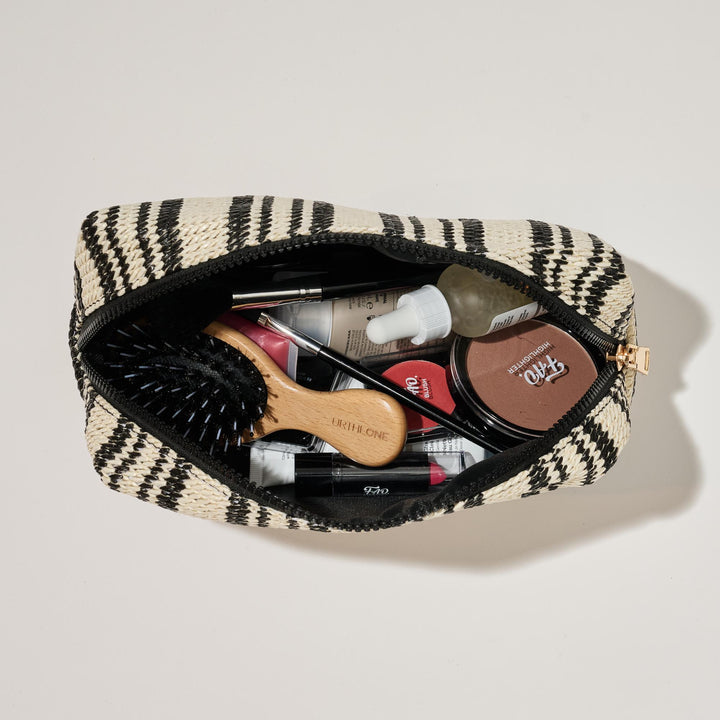 Voyage Stripe Straw Cosmetic Bag-The Shop Laguna Beach