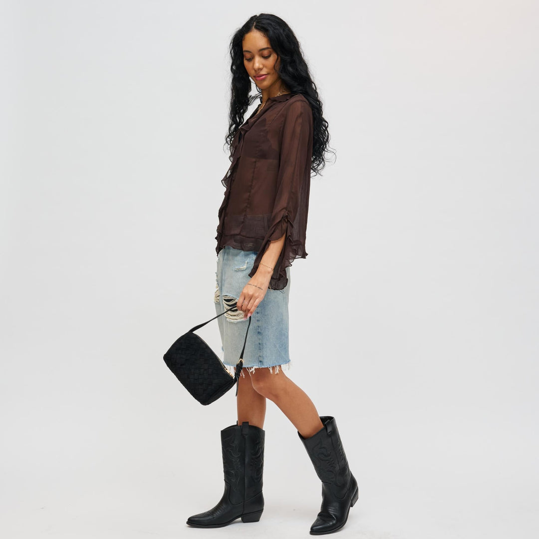 URBAN EXPRESSIONS Rose Woven Suede Shoulder Bag - More Colors Available-The Shop Laguna Beach