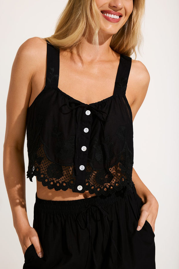 VITAMIN A Flora Broderie Crop Tank-The Shop Laguna Beach