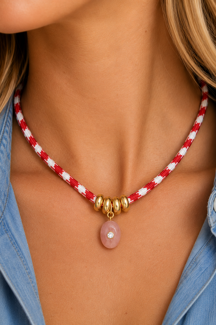 LEO & LUCA Rose Paracord Charm Necklace
