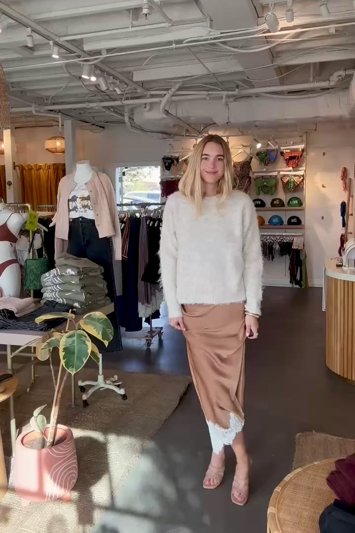 KEEN THE LABEL Fira Satin Lace Midi Skirt - More Colors Available