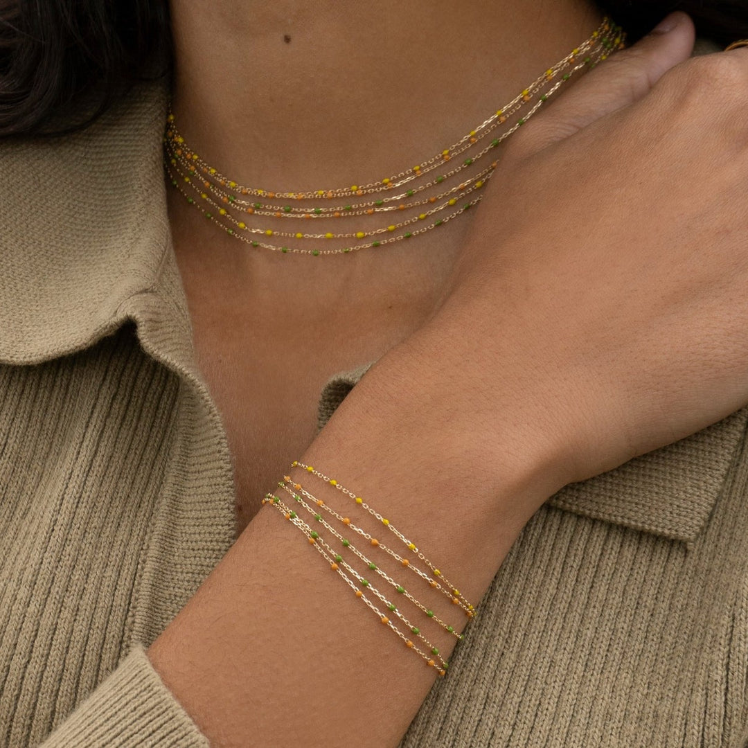 MAY MARTIN Enamel & Gold 16" Necklace - Green-The Shop Laguna Beach