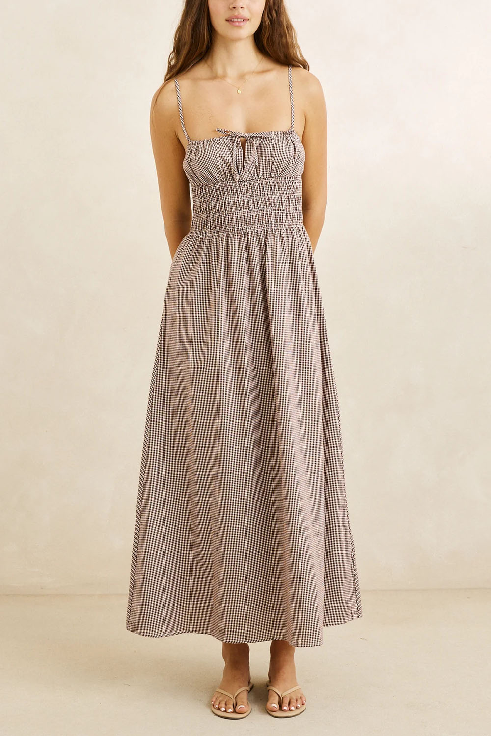 RHYTHM London Check Midi Dress