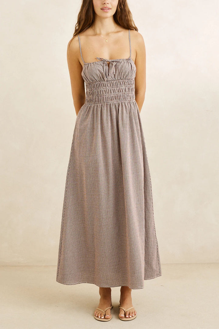 RHYTHM London Check Midi Dress
