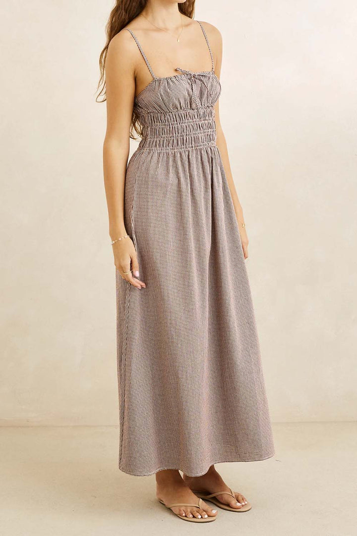 RHYTHM London Check Midi Dress