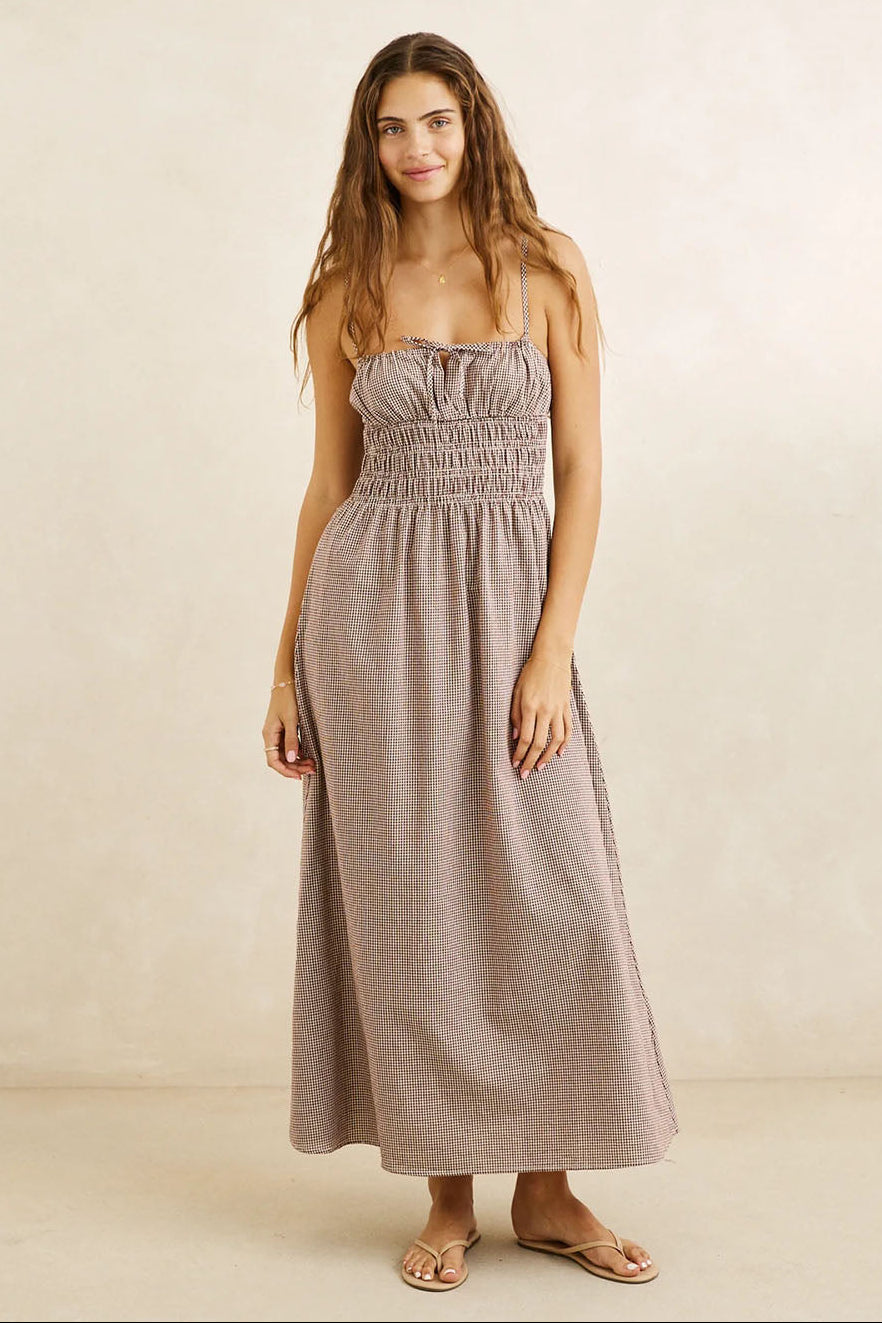RHYTHM London Check Midi Dress