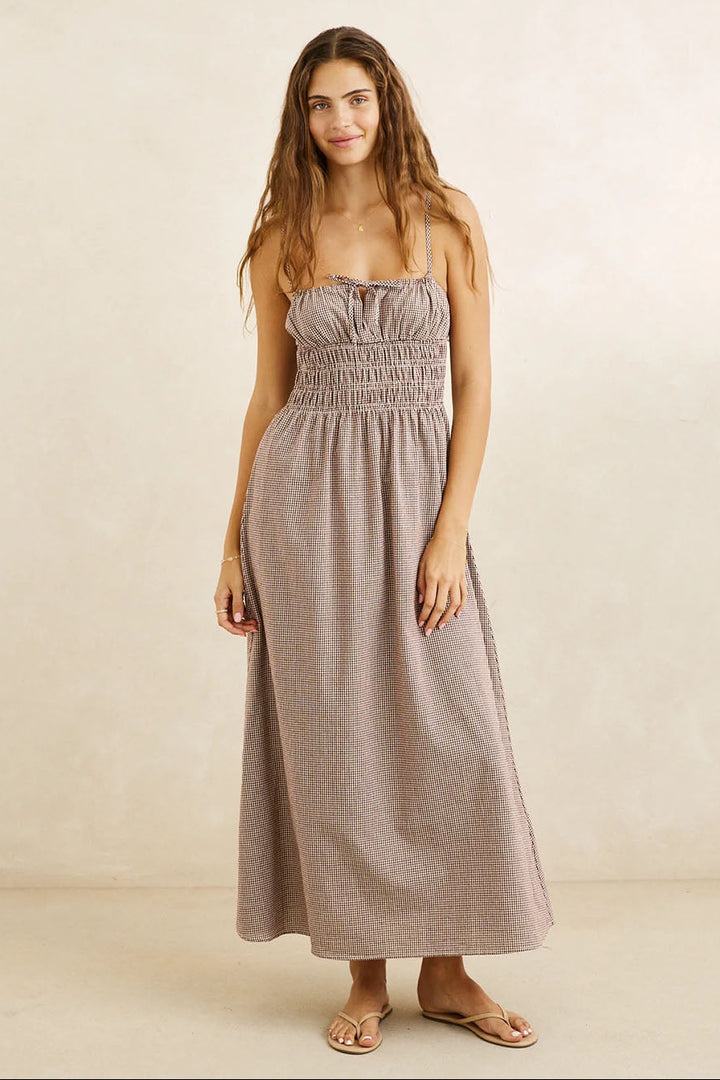 RHYTHM London Check Midi Dress