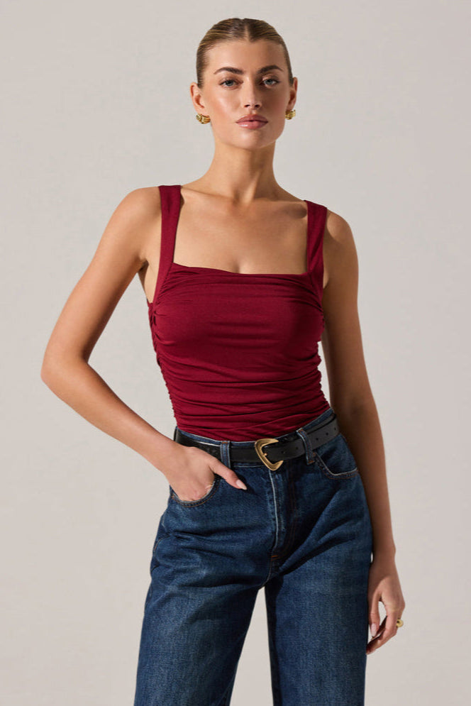 ASTR THE LABEL Voncile Ruched Bodysuit-The Shop Laguna Beach