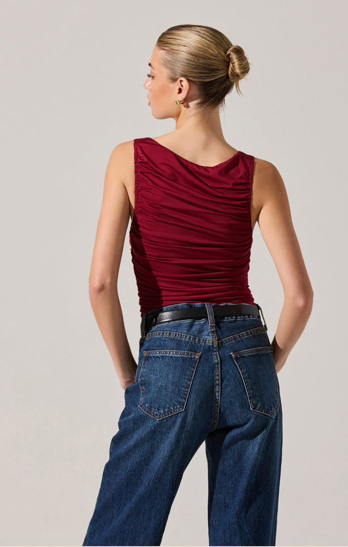 ASTR THE LABEL Voncile Ruched Bodysuit-The Shop Laguna Beach