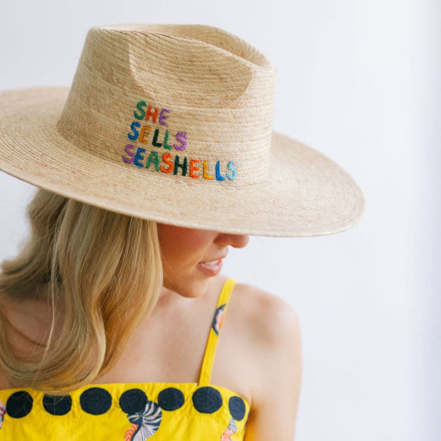 SUNSHINE TIENDA She Sells Seashells Straw Hat-The Shop Laguna Beach