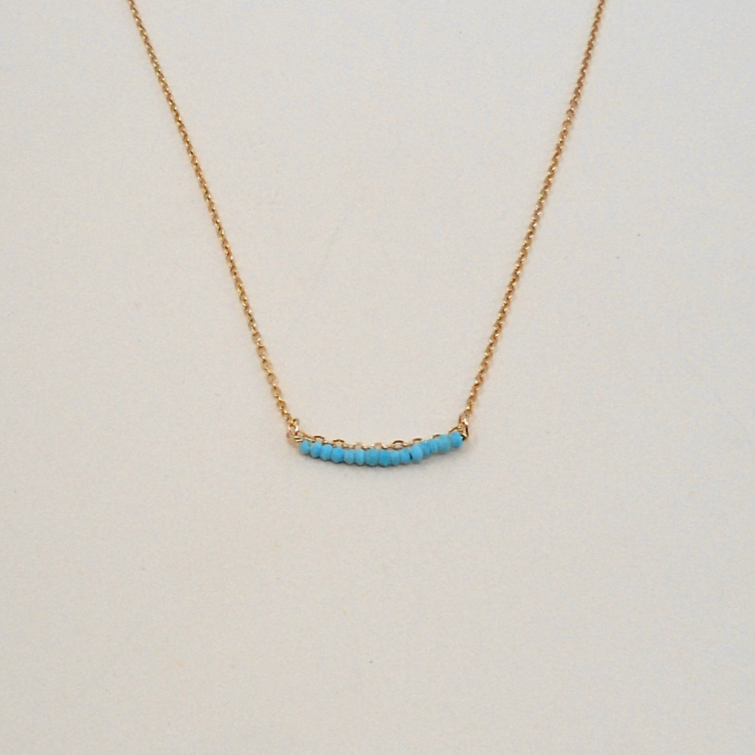 MAY MARTIN Turquoise Beaded Bar Necklace-The Shop Laguna Beach