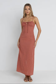 RHYTHM Lola Check Gathered Maxi Dress-The Shop Laguna Beach