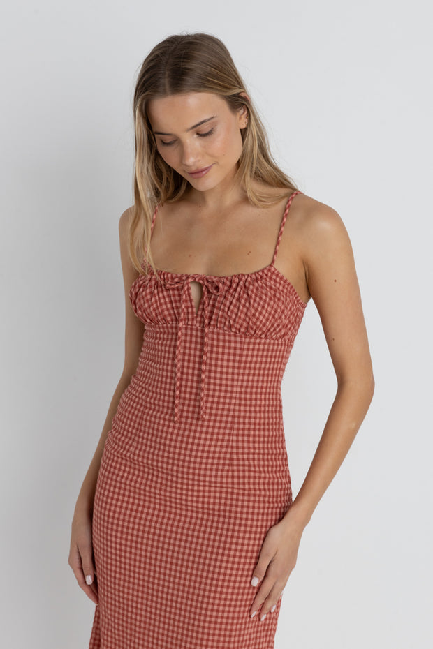RHYTHM Lola Check Gathered Maxi Dress-The Shop Laguna Beach