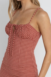 RHYTHM Lola Check Gathered Maxi Dress-The Shop Laguna Beach