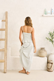 RHYTHM Driftwood Stripe Ruffle Maxi Skirt-The Shop Laguna Beach