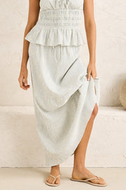 RHYTHM Driftwood Stripe Ruffle Maxi Skirt-The Shop Laguna Beach