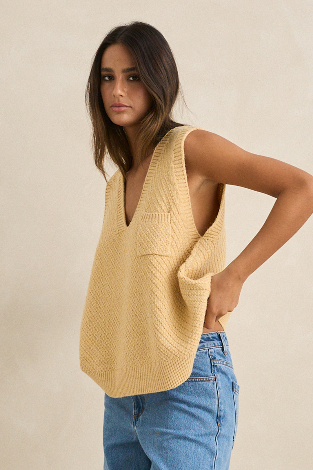 RHYTHM Archer Oversized SweaterKnit Vest-The Shop Laguna Beach