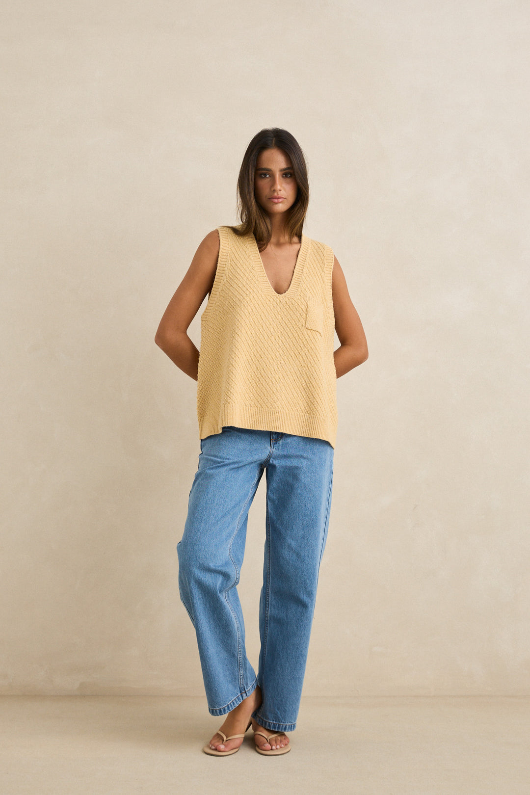 RHYTHM Archer Oversized SweaterKnit Vest-The Shop Laguna Beach