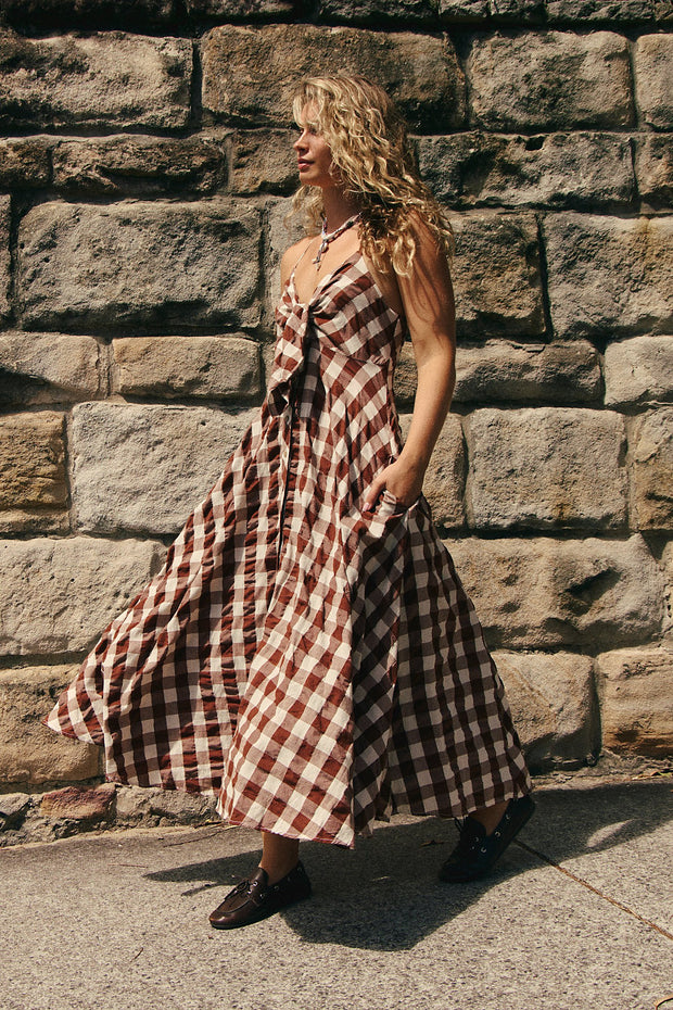 FREE PEOPLE Via Check Midi Dress-The Shop Laguna Beach