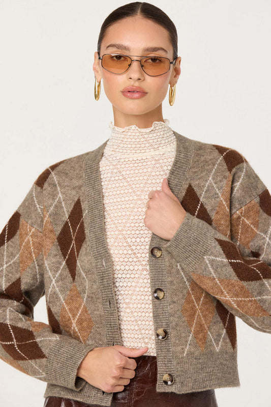 ASTR THE LABEL Ashtyn Argyle Cardigan-The Shop Laguna Beach