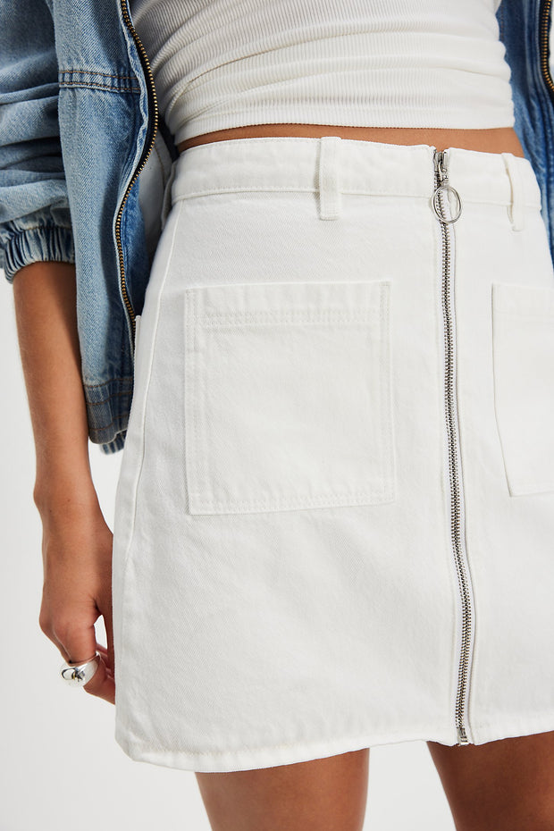 ROLLAS A-Line Zip Denim Mini Skirt-The Shop Laguna Beach