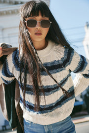 FREE PEOPLE Frankie Cable Striped Sweater
