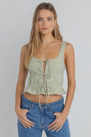 RHYTHM Gloria Tie-Front Gingham Top-The Shop Laguna Beach