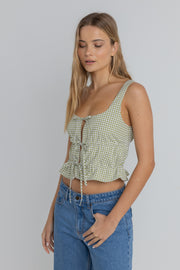 RHYTHM Gloria Tie-Front Gingham Top-The Shop Laguna Beach