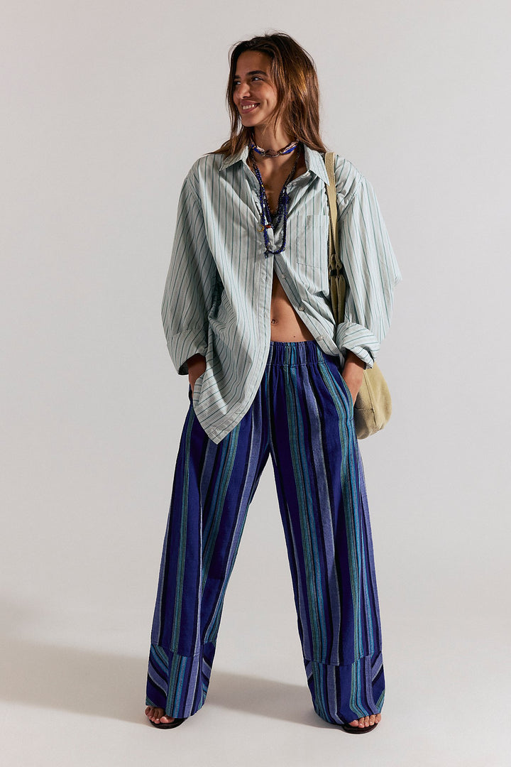 FREE PEOPLE Days End Striped Linen Pant