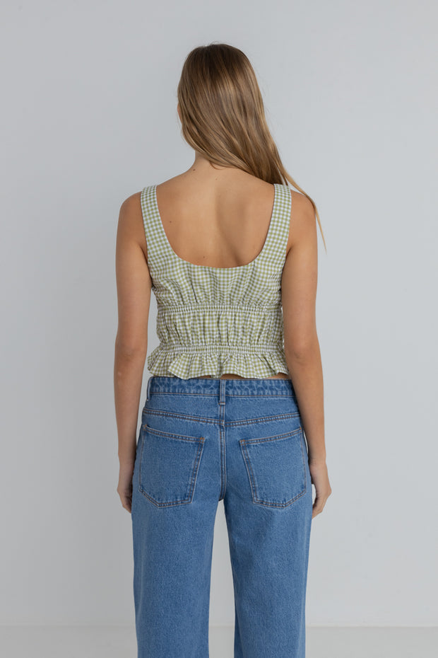 RHYTHM Gloria Tie-Front Gingham Top-The Shop Laguna Beach