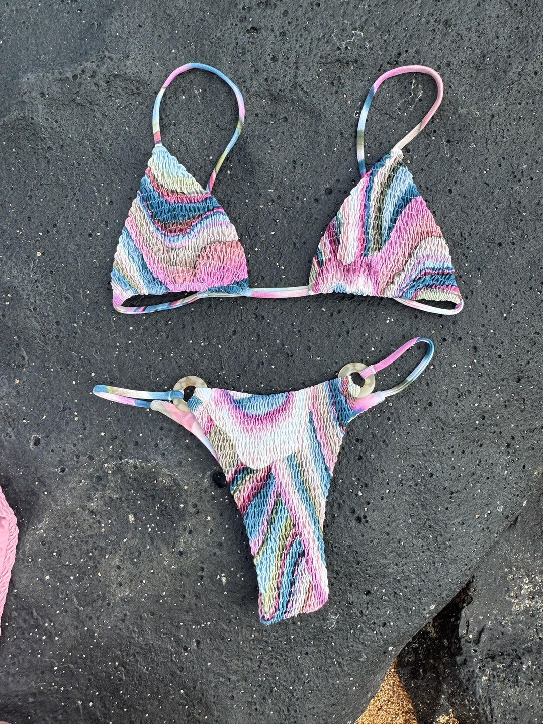 AILA BLUE Cinco Smocked Ring Tri Top - More Colors Available-The Shop Laguna Beach