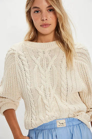 FREE PEOPLE Frankie Cotton Cable Sweater-The Shop Laguna Beach
